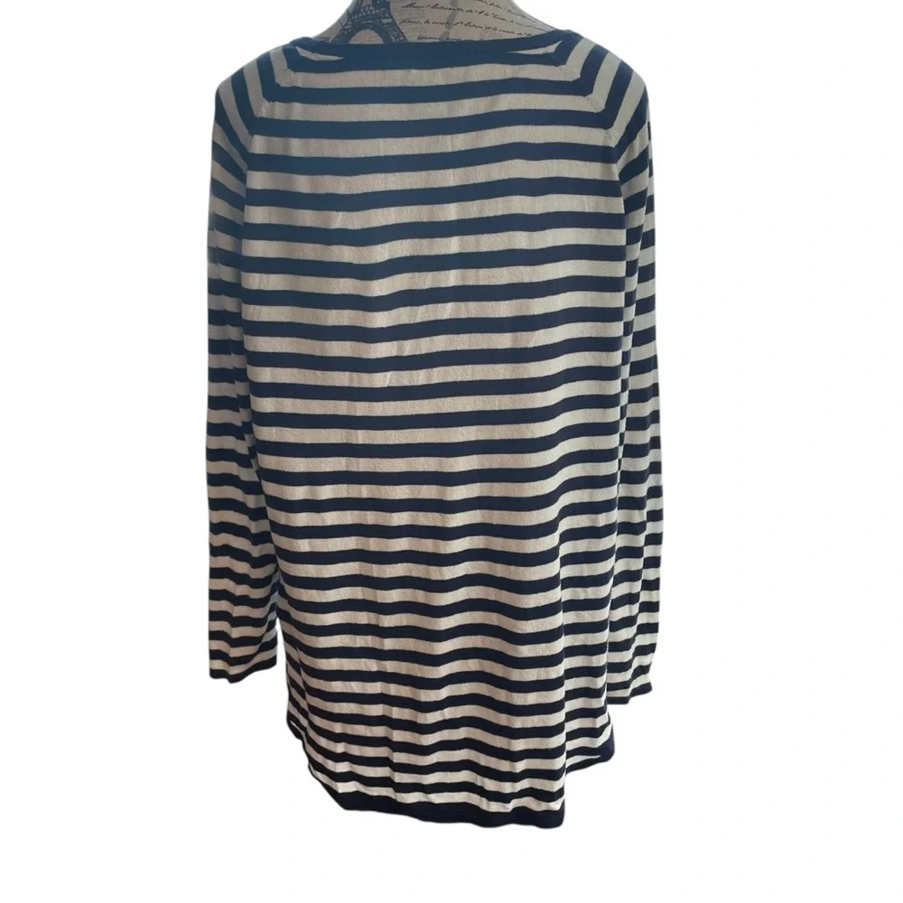 Michael Kors Navy and White Striped Long Sleeve Top - Picture 3 of 7